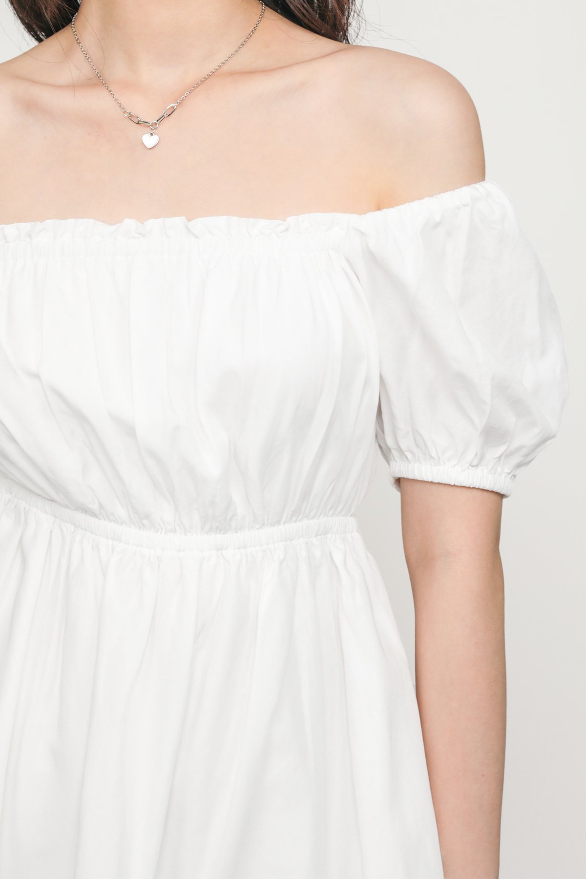 Seraphina Puffy Sleeve Cross Back Dress (White)